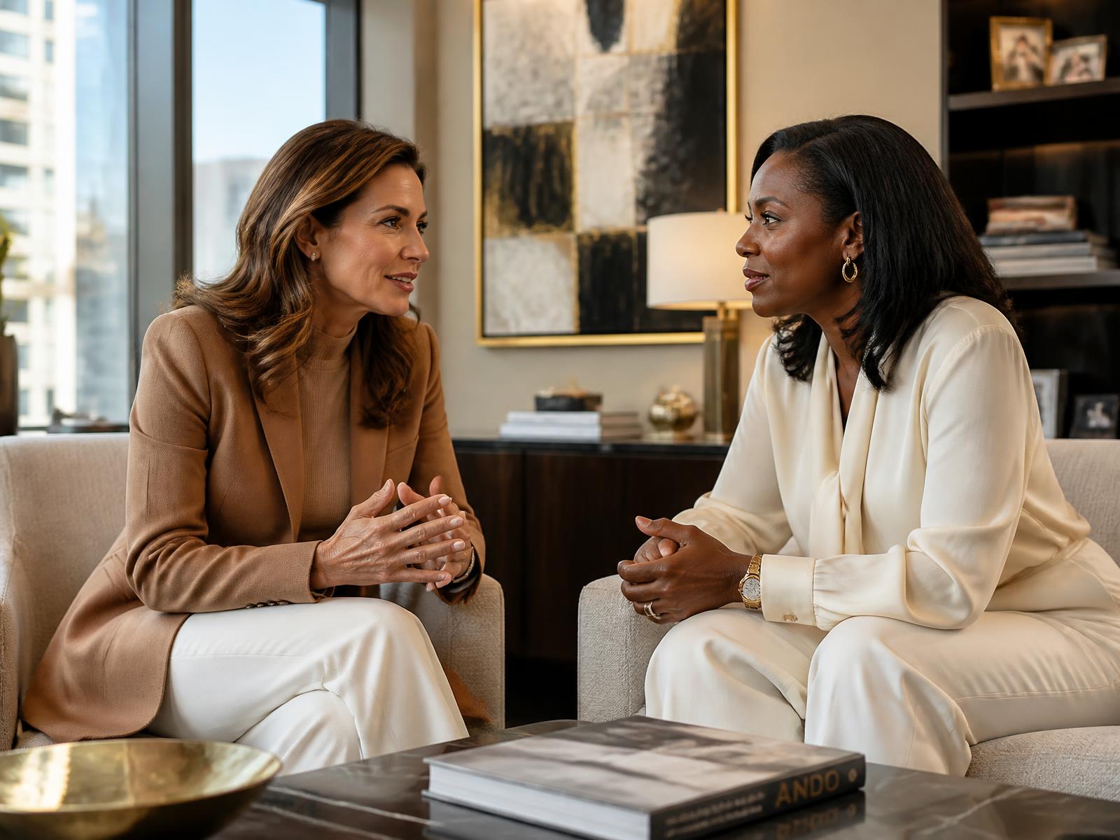 Two senior advisors reviewing organizational plans together